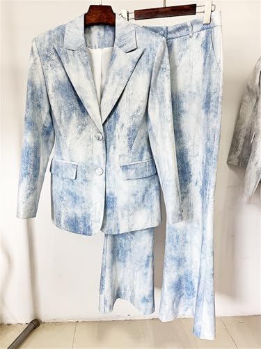 Women's Two Piece Set for Lapel Long Sleeve Blazer Coat High Waist Wide Leg Pant Sets Female Fashion Outfits2