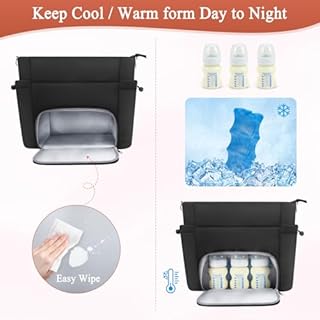 Wearable Breast Pump Bag for Working Mom, Breastmilk Cooler Tote Bag with Insulated Compartment, Breast Pump Bag with Ice Pack & 16‘’ Laptop Sleeve, Baby Bottle Cooler bag for Nursing, Work, Travel