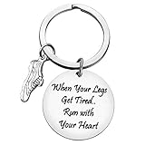 Lustiges Fitness-Geschenk, Läufer, Geschenk, Schlüsselanhänger, Trainer, Schmuck, Fitnessstudio, Training, inspirierendes wenn Ihre Beine müde werden, mit Ihrem Herz-Schlüsselanhänger aus Edelstahl