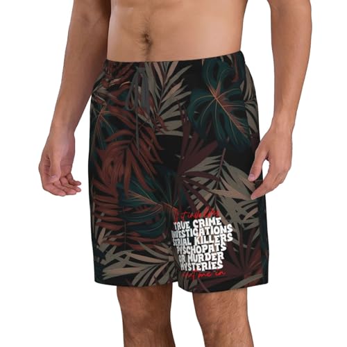 If It Involves Count Me in, True Crime Men's Casual Board Shorts - Elastic Waist Drawstring Swim Trunks,2