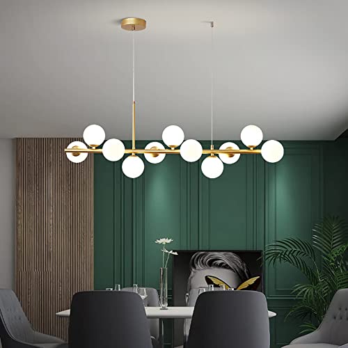 Lustre en verre LED ZH1YFD à 11 têtes réglables en hauteur pour salle à manger