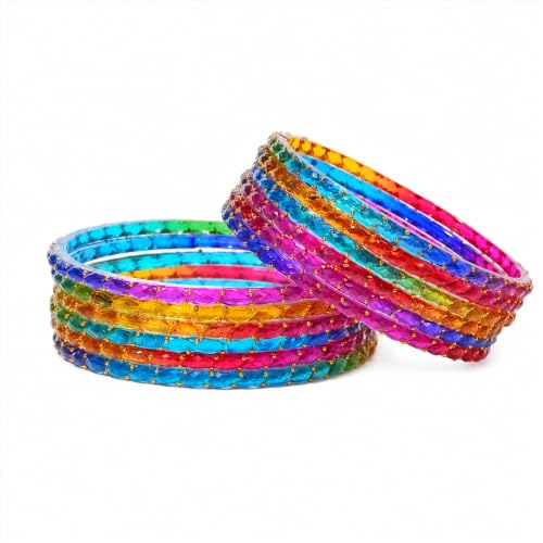 Image of Raindrop Crystal Glass Bangles, Pack of 12