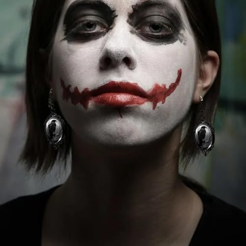 Gothic Halloween Cameo Earrings,Vintage Crystal Glass Witch/Raven/Bat/Tree Dangle Earrings Punk Style Dark Earring Goth Victorian Earring Halloween Jewelry for Women4