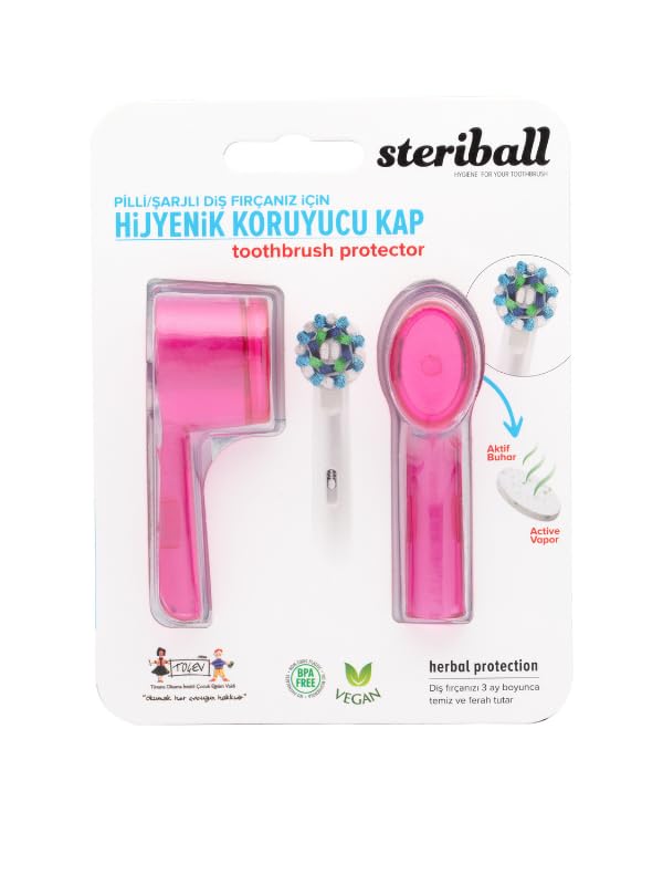 STERIBALL ŞARJLI PİLLİ DİŞ FIRÇALARI İÇİN HİJYENİK DİŞ FIRÇASI KORUMA KABI-2'Lİ PEMBE X 2