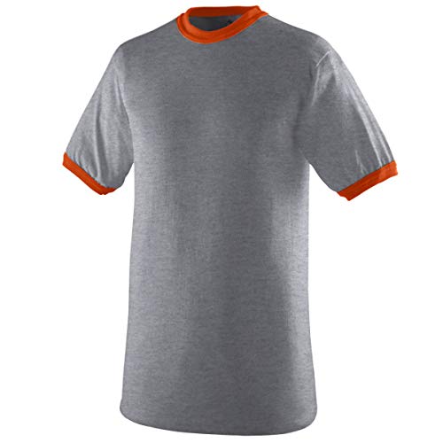 Augusta Sportswear Ringer T-Shirt, Small, Athletic HTHR/Orange