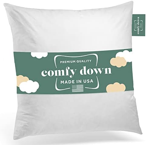 20X20 Decorative Throw Pillow Insert, Down and Feathers Fill, 100% Cotton Cover 233 Thread Count, Square Pillow Insert - Made in USA