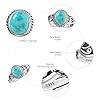 BONLAVIE Ovaler Türkis Ring Silber 925 Damen, Türkisfarbener Verstellbare Ringe, Vintage Silbernem Muster Damenring Silber 925 Ring mit Stein für Frauen #1