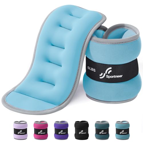 Image of Sportneer Ankle Weights Wrist Weights Pair of 1 /2 /4 /6 /10 LBS for Men Women Kids Strength Training Wrist and Ankle Weights Set with Reflective Strips for Dancing Running Walking Fitness Workout Gym