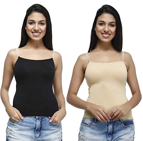 plumbury Women's Padded Cotton Adjustable Relaxed Fit Camisole With Built-In Shelf Bra (Pack Of 2)-picture-13