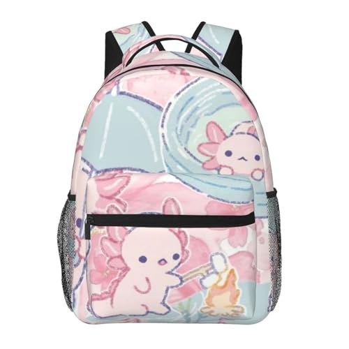 A-xolotl Kawaii Casual Backpack, Lightweight Casual Student Backpack, Student Backpack Black