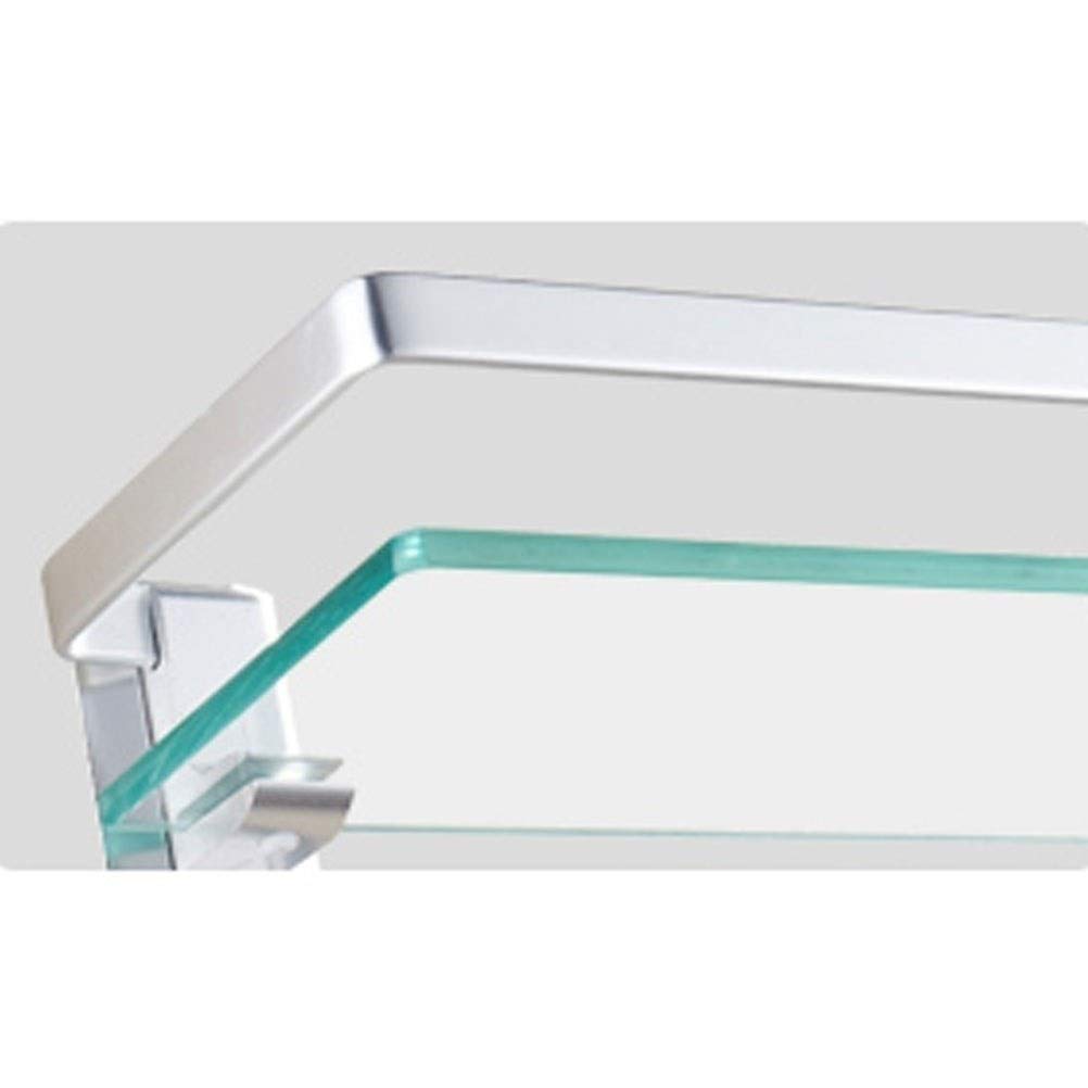 Bathroom Glass Shelf Aluminum Black Shower Shelf Extra Thick Tempered Glass Rectangular 1 Tier - View #4