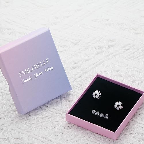 smilebelle sterling silver sports earrings hypoallergenic volleyball earrings soccer basketball baseball softball stud jewelry for women mom as game day gifts sports fan teen stuff accessories