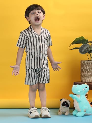 Image of POLKA TOTS 100% Cotton Half Sleeve Shirt and Shorts Combo for Boys | Co-Ord Set for Kids | Summer Wear Dress for Toddlers | Breathable & Skin-Friendly Boys Clothes | Trendy Summer Outfit & Beach Wear