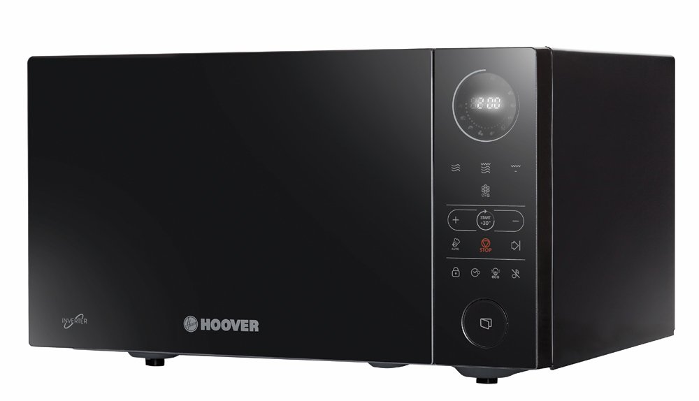 Hoover HMGI25TB Forno a Microonde con Grill, 25 Litri, 900 Watt, Inverter, 6 Livelli di Potenza, Piatto girevole 31,5 cm, Libera Installazione, 48.3x38.7x29.2 cm, Nero