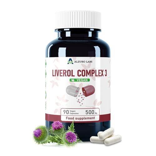 Alzuro Labs Liver Complex 3 (Hígado) 500 mg - 90 Cápsulas Veganas | Cardo Mariano (80% Silimarina), Chanca Piedra y N-Acetil L-Cisteína (NAC) | Probado en Laboratorio | Certificado GMP