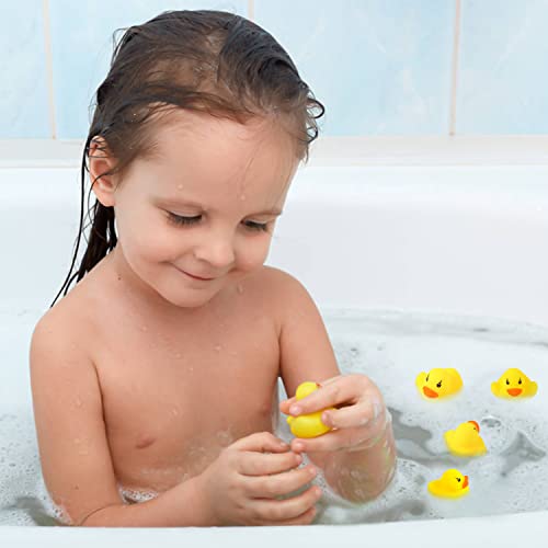 DERAYEE 50 Stück Gelbe Mini Badeenten Schwimmendes Schwimmendes Badespielzeug Set klassisches Quietscheentchen für Kinder Dusch Geburtstags Partyartikel