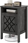 Giantex Robot Vacuum Storage Cabinet, Farmhouse End Table with Anti-Tipping Device, Anti-Slip Foot Pads, Nightstand, Space-Saving Sweeping Robot Stand for Small Space, Bedroom, Kitchen, Office (Gray)