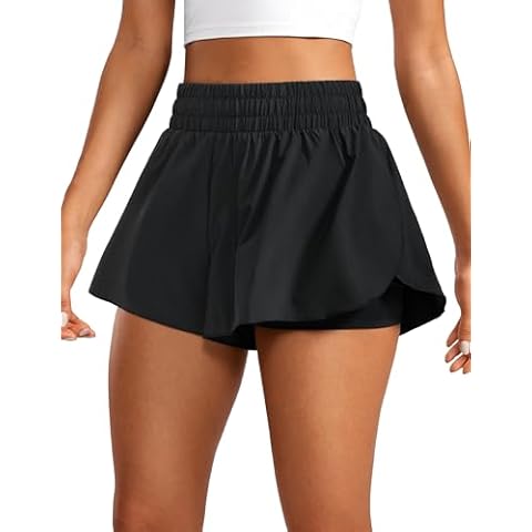 CRZ YOGA Women's 2 in 1 Flowy Running Shorts Cover