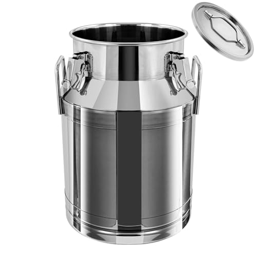 30L Stainless Steel Milk Can with Portable Handles Easy Transportation, Heavy Duty Milk Bucket with Airtight Lid, Easy to Clean, for Household & Commercial Use