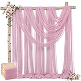 4 Panels Dusty Rose Wedding Arch Draping Fabric 30' x 19ft Wedding Drapes Tulle Drapes for Backdrop Sheer Fabric Backdrop Drapes Decorations Backdrop Curtains for Reception Ceremony Party