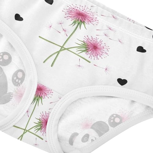 Cute Pandas Light Pink Floral Girl Panties Cute Girls Underwear Toddlers Cotton Durable Underpants Briefs 2t4