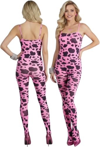 Image of ToBeInStyle Women's Cow Print Thigh High Stocking Bessie The Cow Costume Nylon Bodystocking Cosplay