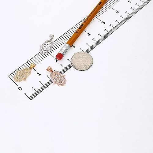 14K Yellow White Rose Gold 4Ct Created Diamond Hamsa Evil Eye Pendant 1.1?, Rose Gold #TOP3