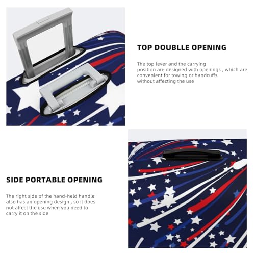 Red White Blue Fireworks 1 Print Luggage Cover For Suitcase,Washable Elastic Travel Suitcase Protector With Zipper Closure And Bottom Buckle – Fits 18-32" Luggage-Large3