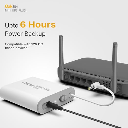 Image of Oakter Mini UPS Plus WiFi Router Broadband Modem | Backup Up to 6 Hours | WiFi UPS Power Backup During Power Cuts | UPS Broadband Modem | Current Surge & Deep Discharge Protection