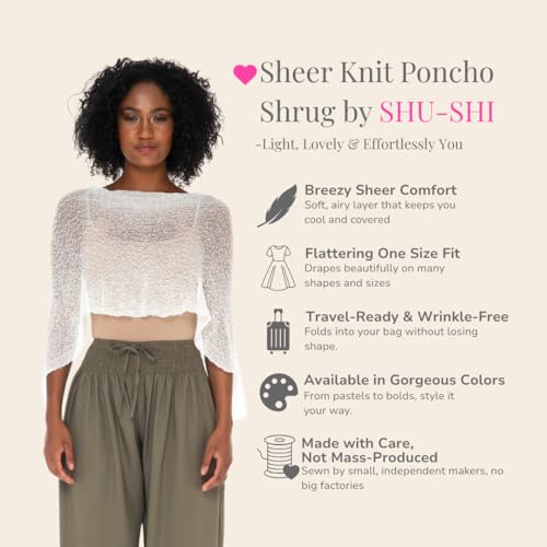 Image of SHU-SHI Womens Sheer Knit Poncho Shrug Lightweight Cover Up One Size Fits Most