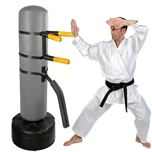 STARSNET Wing Chun Dummy for Martial Arts Training Portable Stainless Steel Training Dummy for Soft Object Height Adjustable