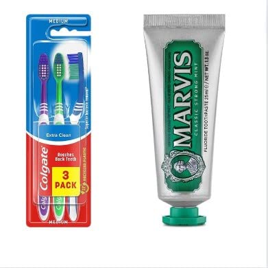 Marvis Toothpaste & Colgate Extra Clean Toothbrush Medium