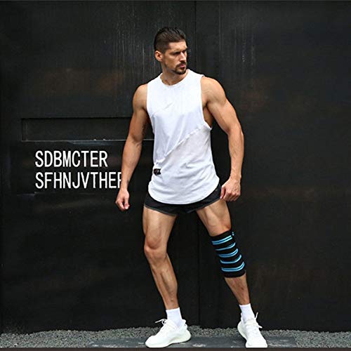 Image of Weight Lifting Knee Wraps Heavy Duty Elastic Compression Support for Squats Gym Power Lifting Olympic Lifting Workout Cross Training and Cross fit - Pack of 1 (Blue)