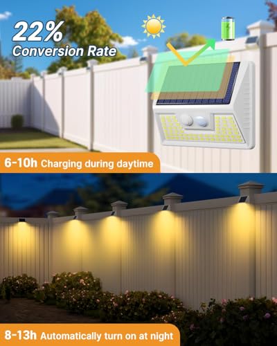 Vighep YHM03A 12 Pack Solar Lights Outdoor Motion Sensor, Waterproof Fence Lights With 3 Lighting Mode, Warm White Led Deck Lights For Outside Wall Yard Steps Stairs Garden thumb #3