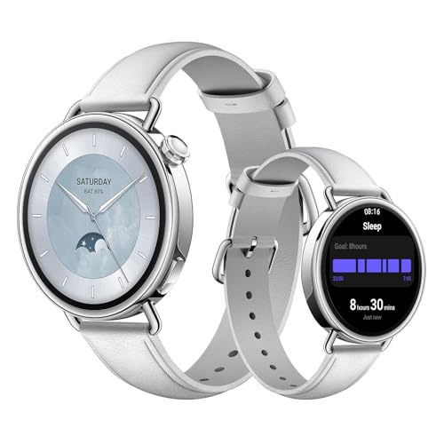 XIAOMI Watch S4 41mm, Smartwatch, Diámetro de 41 mm, Cuerpo Ultraligero de 32g, Pronóstico Menstrual, 150+ Modos Deportivos, Funciones de Seguridad, HyperOS 3, Correa de Cuero (Blanco)