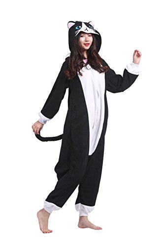Hstyle Adultos Trajes Unisex Mamelucos Pijama De Halloween Cosplay Disfraces De Navidad Nuevo Gato Negro Medio Cover