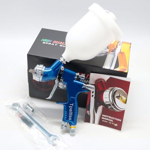 Image of HVLP Spray Gun Automotive Air Spray Gun with 1.3mm Tip 600ml Plastic Cup for Auto Paint,Car Paint,Blue