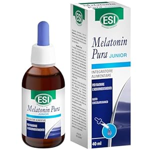 ESI – Melatonin Pura Junior, Integratore Alimentare di Melatonina Per Bambini, in Gocce, Senza Glutine, Senza Zuccheri e Vegan, Favorisce il Sonno, 40 ml
