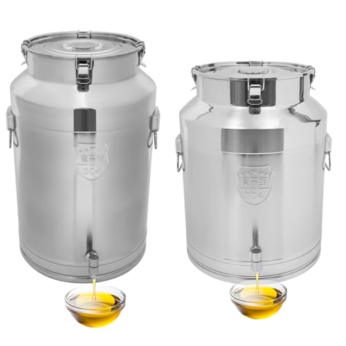 MSAIERPLR Milk Can With Sealed Lid 304 Stainless Steel Milk Jug Milk Can Stainless Steel Milk Pail 76L Heavy Duty Milk Bucket Wine Water Tank for Kitchen Rice Cereal Grain Canisters Container Silver