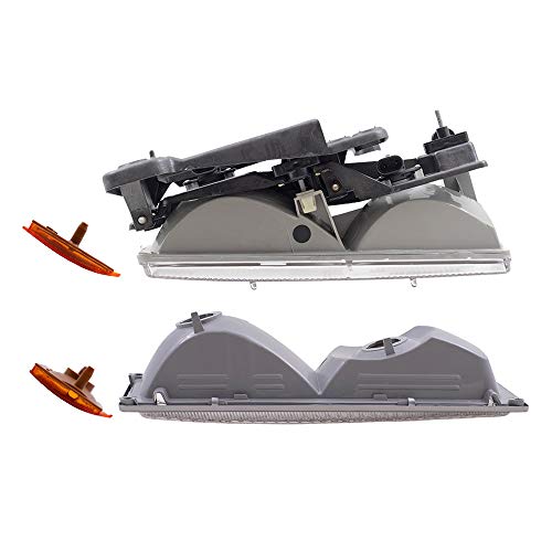 Brock Replacement Halogen Composite Headlights, Park Signal Marker Light Units, Upper Side Marker Reflectors & Lower Side Marker Light Units 8 Piece Set Compatible With 1990-1993 C/K Trucks #TOP5