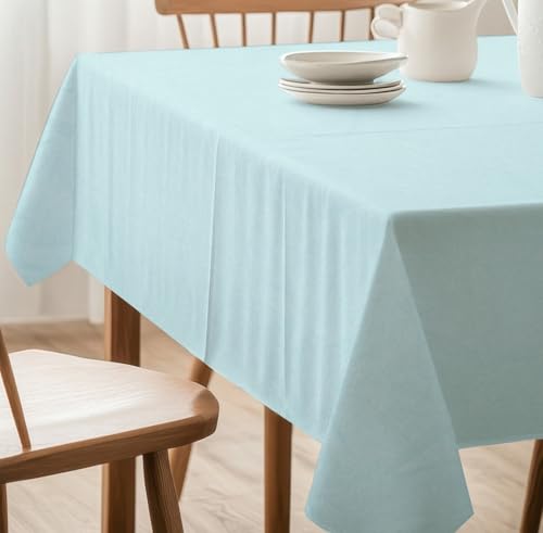 Image of R home 100% Cotton Solid Table Cover | 200 GSM Thick Fabric, Anti-Skid | Machine Washable & Reusable | Ideal for Dining Table & Centre Table, Easy Maintenance (Marine Blue, 56 x 56 Inch)