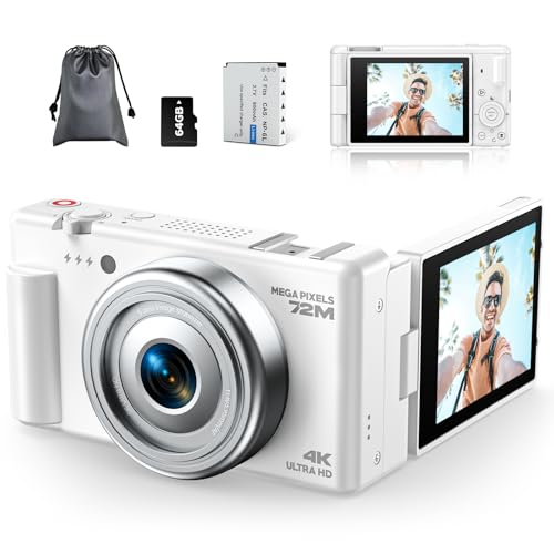 Digital Camera for Photography, 4K 72MP Autofocus 2.8" 270° Flip