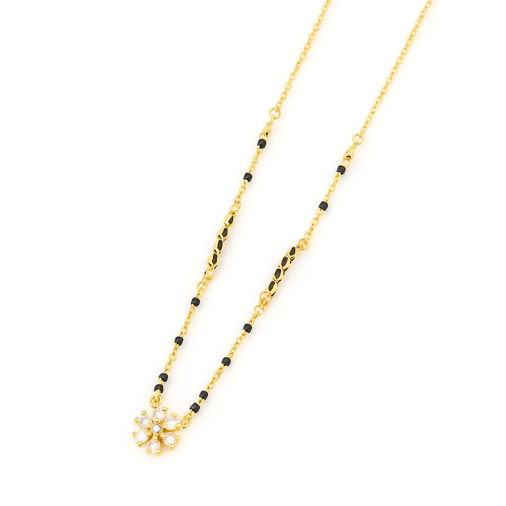 Sparkling American Diamond Flower Imitation Gold Plated Mangalsutra for Women