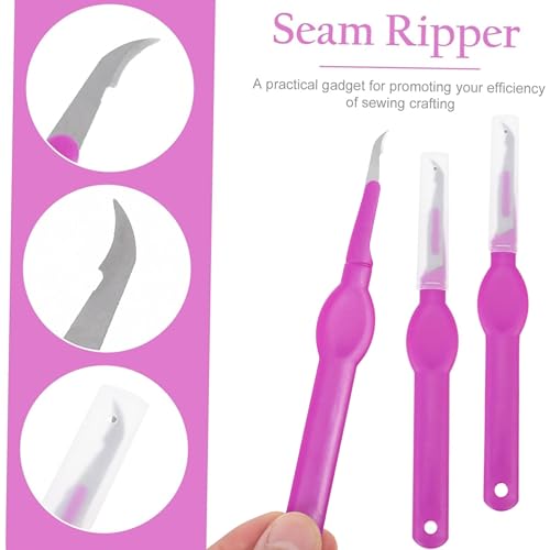 Image of Artonezt 4 Pcs Seam Rippers Razor Stitch Ripper Seam Cutters Thread Remover Tool Embroidery Thread Cutter Curved Blade with Cover for Sewing Crafting Knitting Crochet