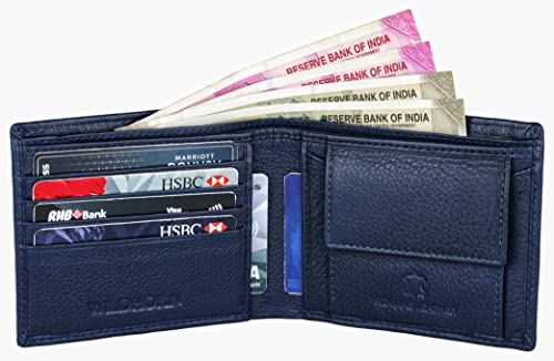 Image of WildHorn Rfid Protected Leather Wallet For Men,Navy Blue