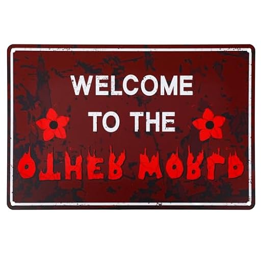 SAVITA Letrero de Pared Bienvenido Al Otro Mundo, 30x20cm de Aluminio con El Mundo Al Revés Decoración Pared Letrero Bienvenida Espeluznante para Fiestas Casa o La Oficina | Ya disponible en tu tienda friki favorita! En mundofriki.es!