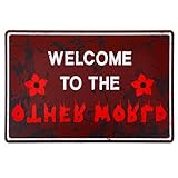 SAVITA Letrero de Pared Bienvenido Al Otro Mundo, 30x20cm de Aluminio con El Mundo Al Revés Decoración Pared Letrero Bienvenida Espeluznante para Fiestas Casa o La Oficina