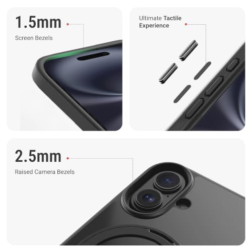 Image of DailyObjects Polycarbonate Case for iPhone 16 Compatible with Mag-Safe Wireless Charging,Halo 2.0 with Rotatable Stand Slim Shockproof Back Cover