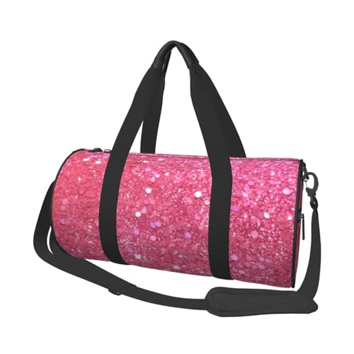 Travel Duffel Bag Sports Gym Bag With Shoes Compartment,Lightweight Overnight Weekender Bag Sparkling Pink Glitter Yoga Gym Sports Bag For Men Women