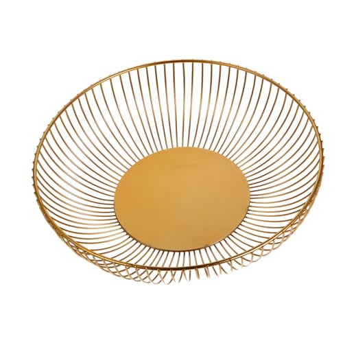 Healifty Cesta De Alambre Para Frutas Dorada, Cesta Decorativa Redonda De 28 Cm, Hierro Resistente, Diseño Moderno Hecho a Mano, Frutero Multiusos Para Cocina y Decoración Del Hogar